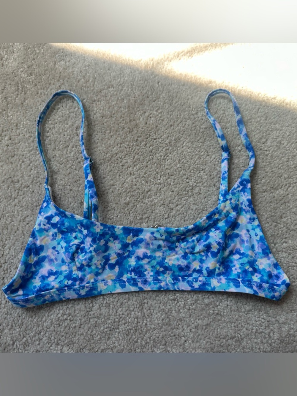 Bright Swimwear Blue Floral Bralette Bikini Top size small